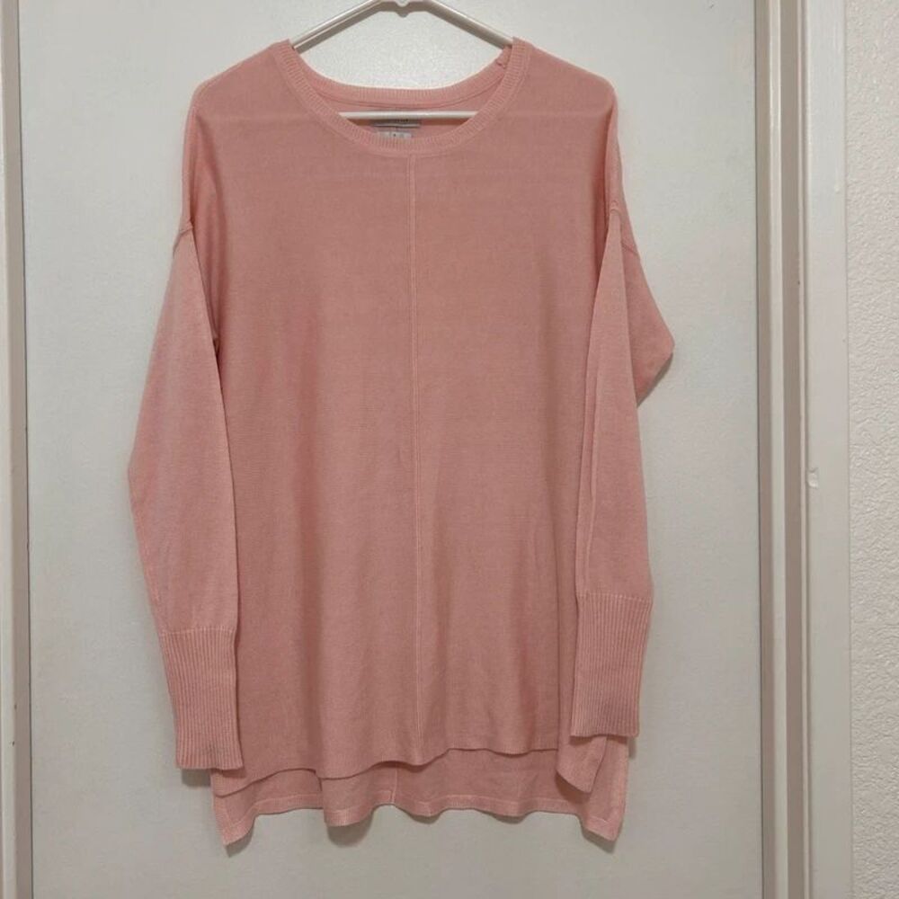 Van Heusen Women's S Lightweight Pink Tunic Oversized Pullover Top Long Sleeves